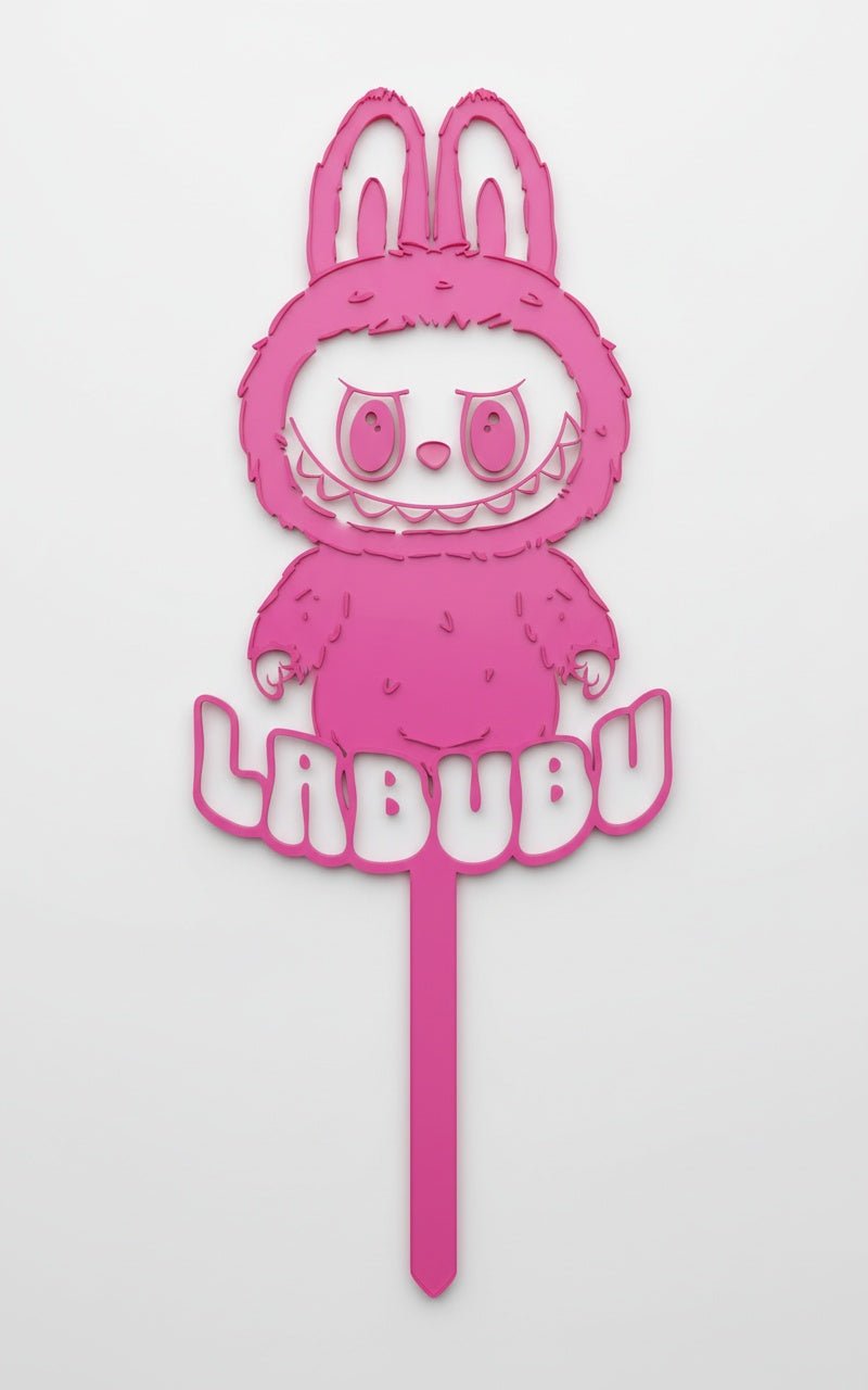 Pink Labubu Style Cake Topper β 3D Acrylic Birthday Topper | Cute Monster Bunny Party Decoration | Kawaii Cake Topper - Hanzel & Gretel