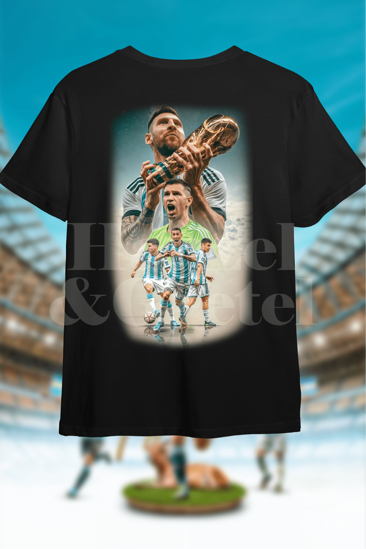 Argentina Champion Football Tee β Black Graphic Shirt | Tribute to Football Legend | World Cup Trophy Celebration Shirt - Hanzel & Gretel