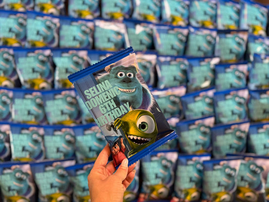 Customize your next birthday party favors with these monster-themed chip bag wrappers. Sold by the dozen, contact us