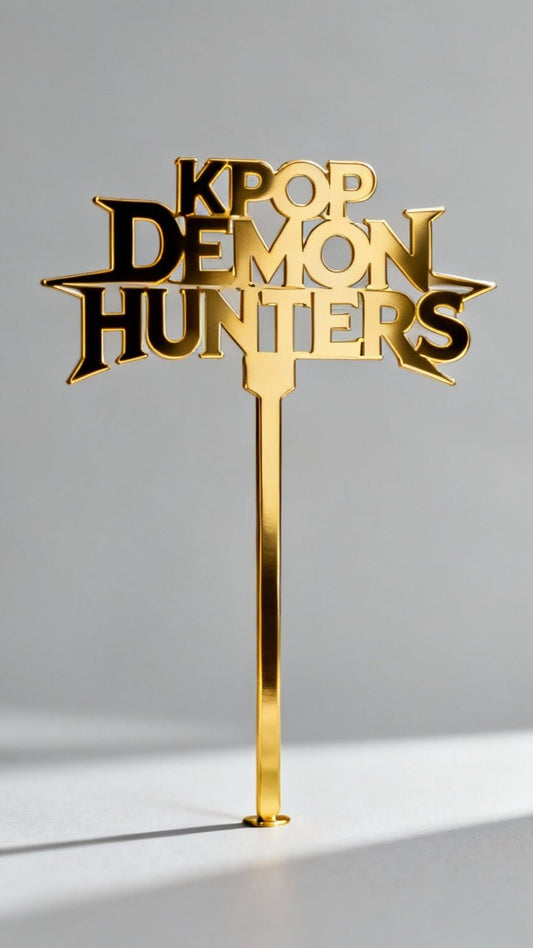 K - Pop Demon Hunters Cake Topper – Gold Mirror Acrylic | Custom K - Pop Party Decoration | Birthday Cake Topper for K - Pop Fans - Hanzel & Gretel