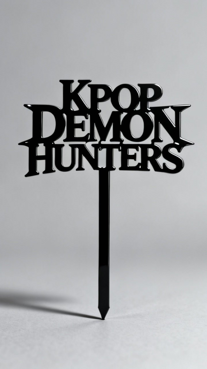 K - Pop Demon Hunters Cake Topper – Gold Mirror Acrylic | Custom K - Pop Party Decoration | Birthday Cake Topper for K - Pop Fans - Hanzel & Gretel