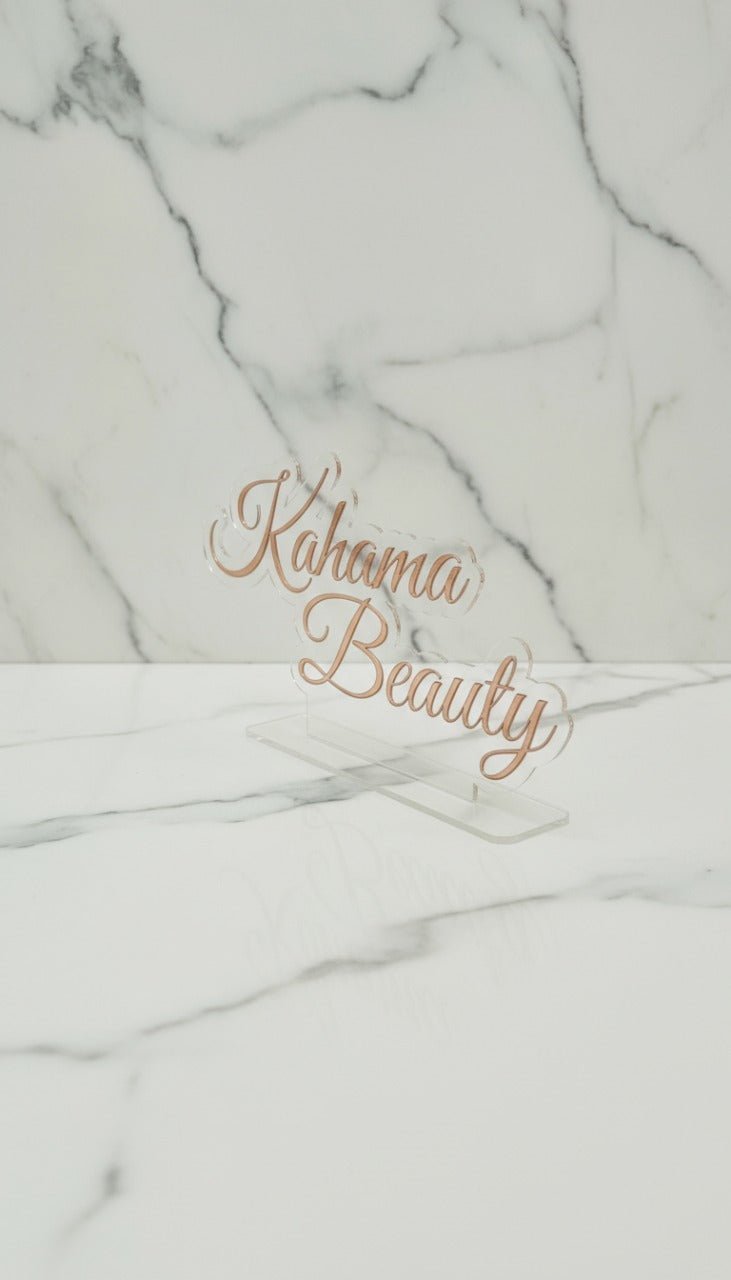 Custom Acrylic Business Sign – 22"x12" Logo Display With Stand | Salon & Boutique Name Sign | Luxe Beauty Business Decor - Hanzel & Gretel