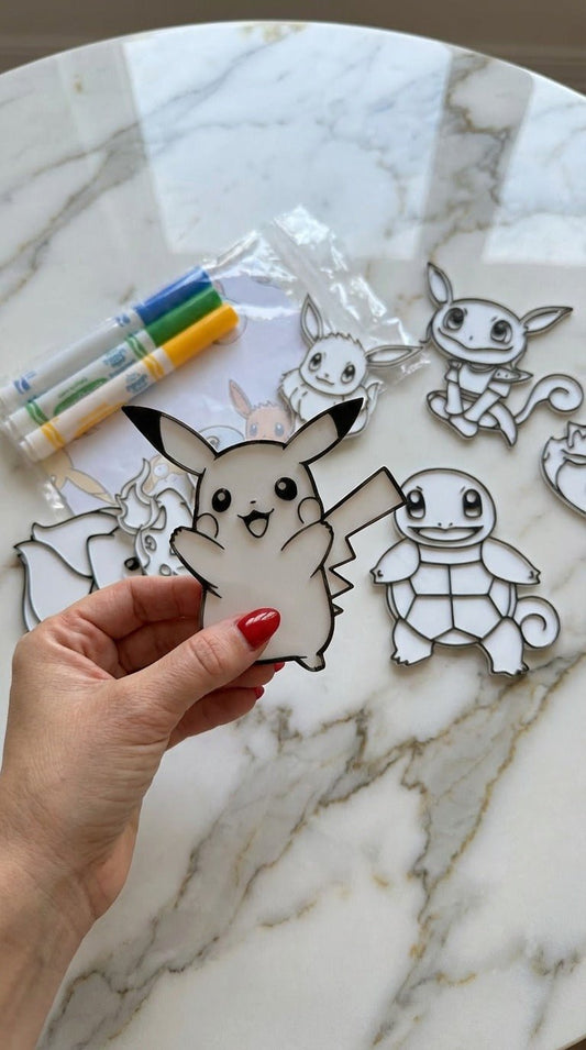 Pokémon - Inspired 3D Colouring Characters – Reusable Kids Activity Set - Hanzel & Gretel