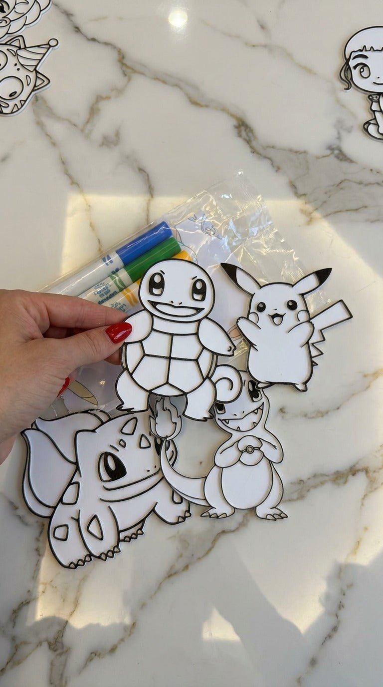 Pokémon - Inspired 3D Colouring Characters – Reusable Kids Activity Set - Hanzel & Gretel