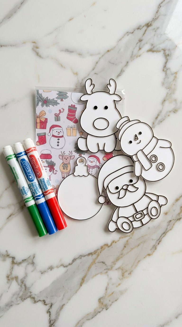 Christmas 3D Coloring Set for Kids – Reusable Characters with Washable Markers - Hanzel & Gretel